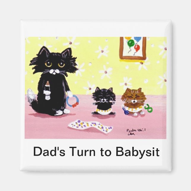 Funny Black Cat Tabby Art Magnet Creationarts (Framsidan)