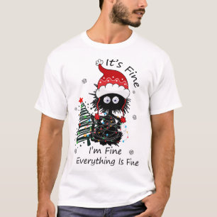 Funny Black Cat Tangled i Ljus "IT's Bra" Chri T Shirt
