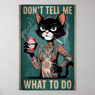Funny Black Cat Tattoo Poster - Berätta inte vad