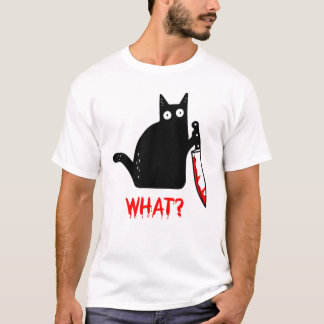 Funny Black Cat VAD Murderous Cat Holding Knivar4 T Shirt