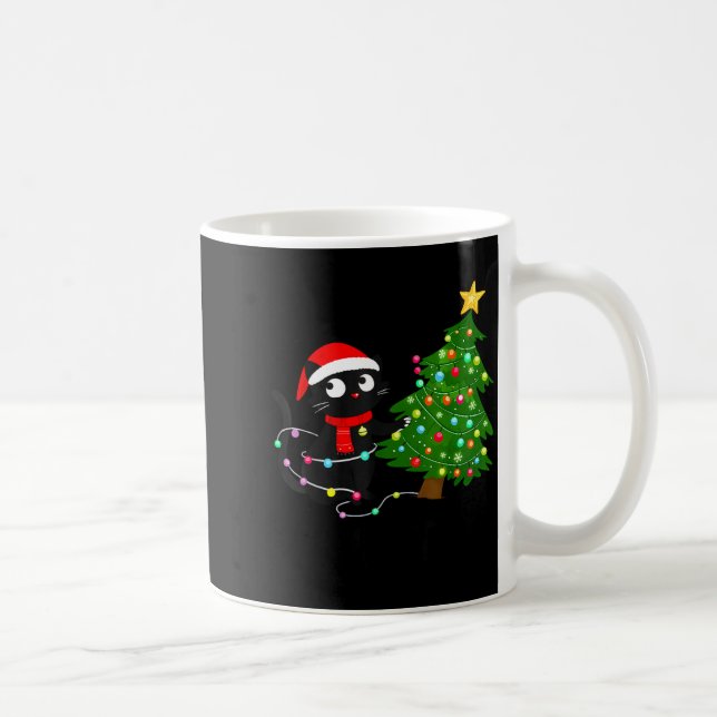 Funny Black Cat What_ Christmas Tree Funny Cat Lov Kaffemugg (Höger)