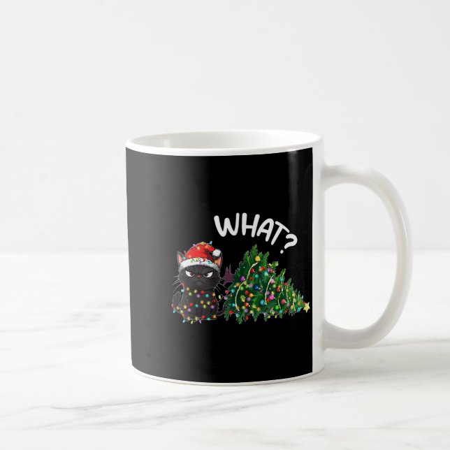 Funny Black Cat What_ Christmas Tree Funny Cat Lov Kaffemugg (Höger)