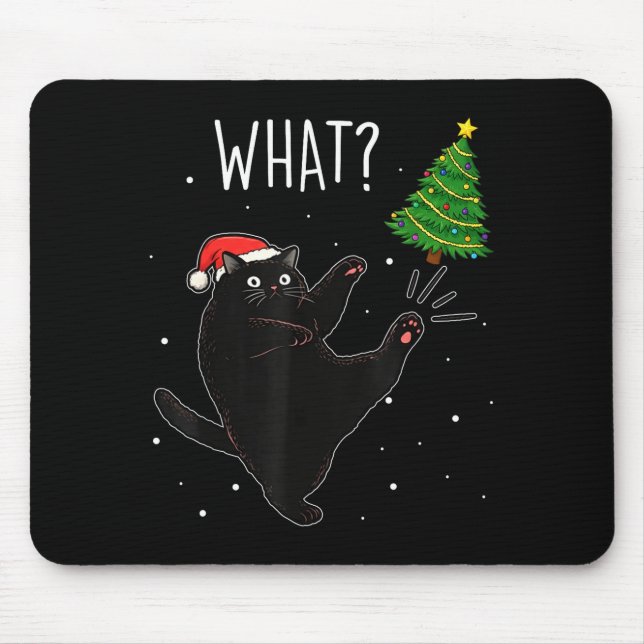 Funny Black Cat What_ Christmas Tree Meme Xmas Men Musmatta (Framsidan)
