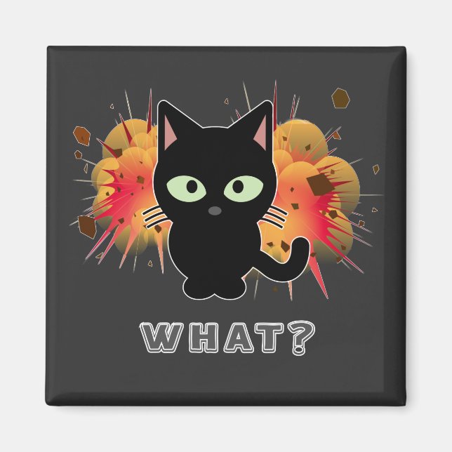 Funny Black Cat What Cute Kitten Älskare Pet Humor Magnet (Framsidan)