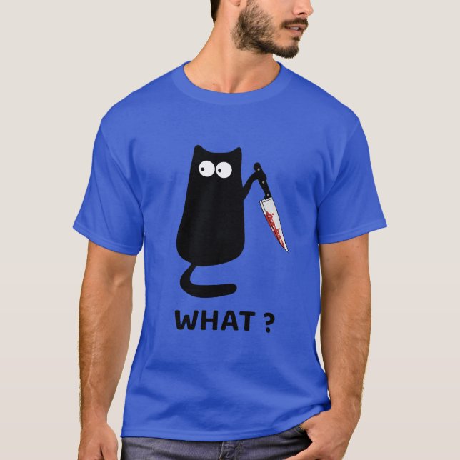 Funny Black Cat What Cute Suspicious kitten Gift W T Shirt (Framsida)