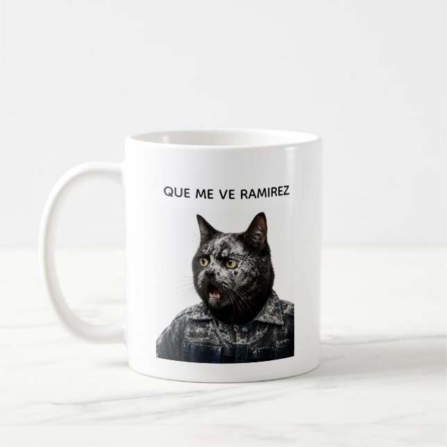 Funny Black Cat – What Happened?! Kaffemugg (Vänster)