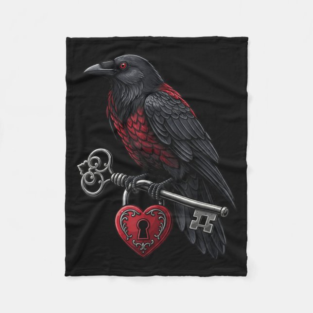 Funny Black Crow Black Bird Funny Crow Valentines  Fleecefilt (Framsidan)