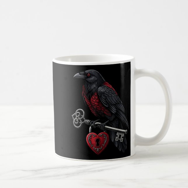 Funny Black Crow Black Bird Funny Crow Valentines  Kaffemugg (Höger)