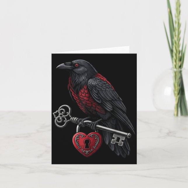 Funny Black Crow Black Bird Funny Crow Valentines  Kort (Framsida)