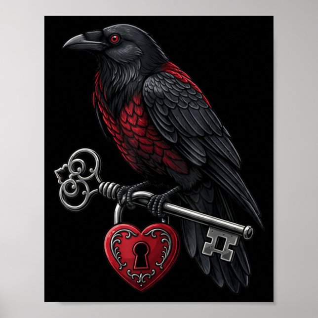 Funny Black Crow Black Bird Funny Crow Valentines  Poster (Framsidan)