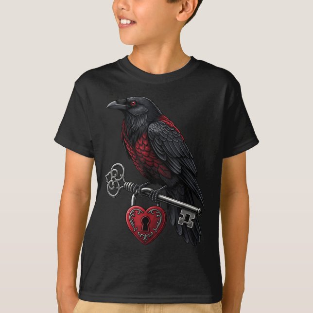 Funny Black Crow Black Bird Funny Crow Valentines  T Shirt (Framsida)