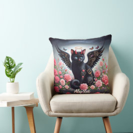 Funny Black Demon och Angel Cat Kudde