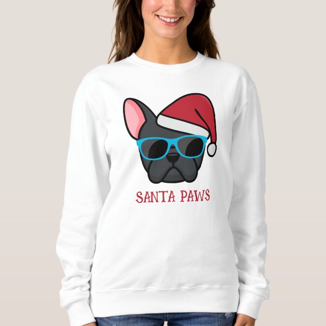 Funny Black Frenchie Santa Tass jul T Shirt (Framsida)