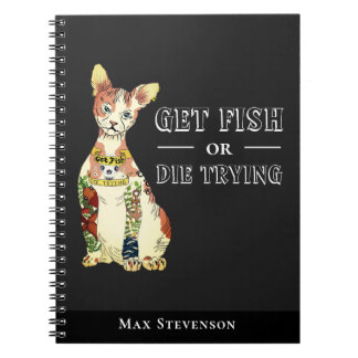 Funny Black Gangster Sphynx med Tattoos Cat Pappa Anteckningsbok