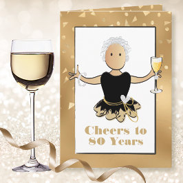 Funny Black Guld Glam Glitter Bold 80:e födelsedag Kort