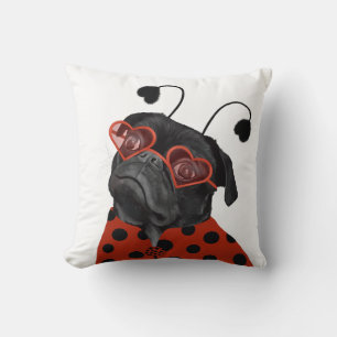 Funny Black Kärlek Pug Kudde
