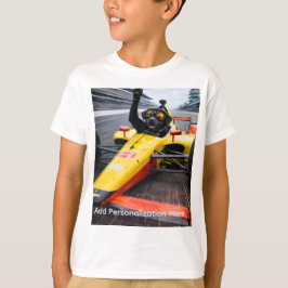 Funny Black Lab Puppy Race Car T-Shirt for Kids | 