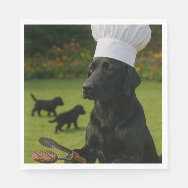 Funny Black Labrador BBQ ChefSummer Dinner Pappersservett (Framsidan)