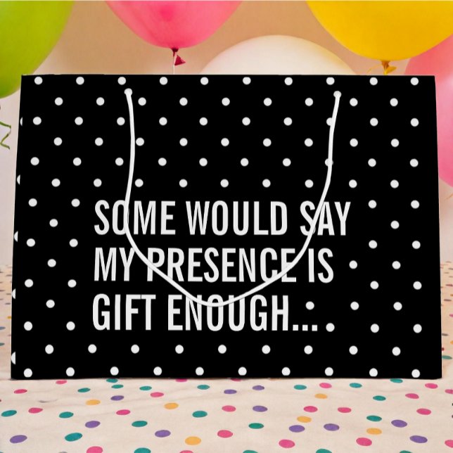 Funny Black med White Polka Dot Gift Bag (funny black and white polka dot gift bag)