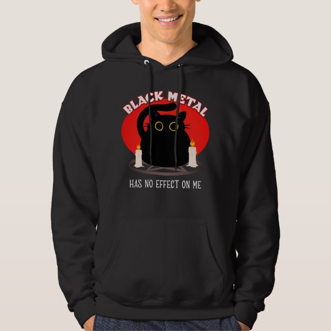 Funny Black Metall Satanic Cat Quote Hoodie (Framsida)