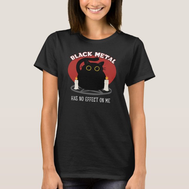 Funny Black Metall Satanic Cat Quote T-Shirt (Framsida)