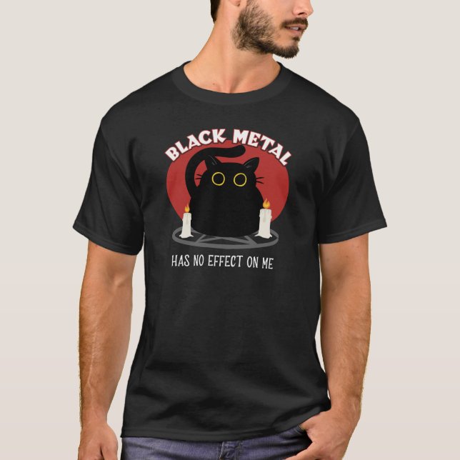 Funny Black Metall Satanic Cat Quote T-Shirt (Framsida)