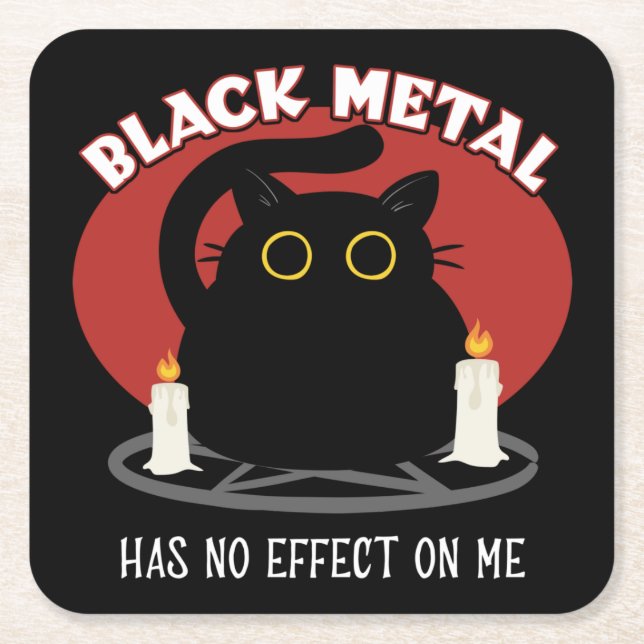 Funny Black Metall Satanic Cat Quote Underlägg Papper Kvadrat (Framsidan)