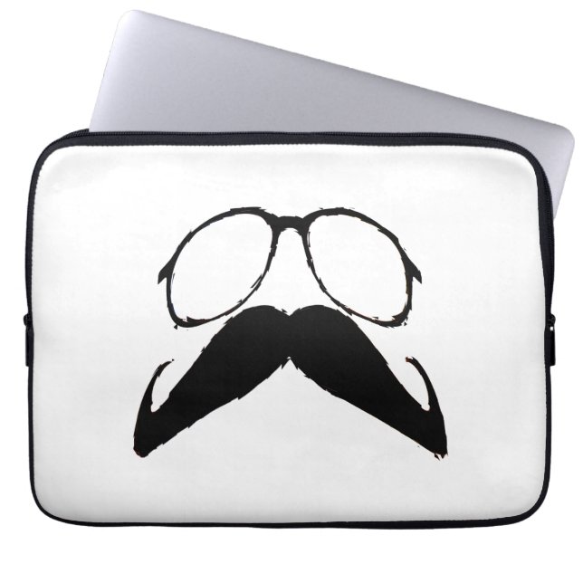 Funny Black Mustache Glasses Laptop Fodral (Framsidan)