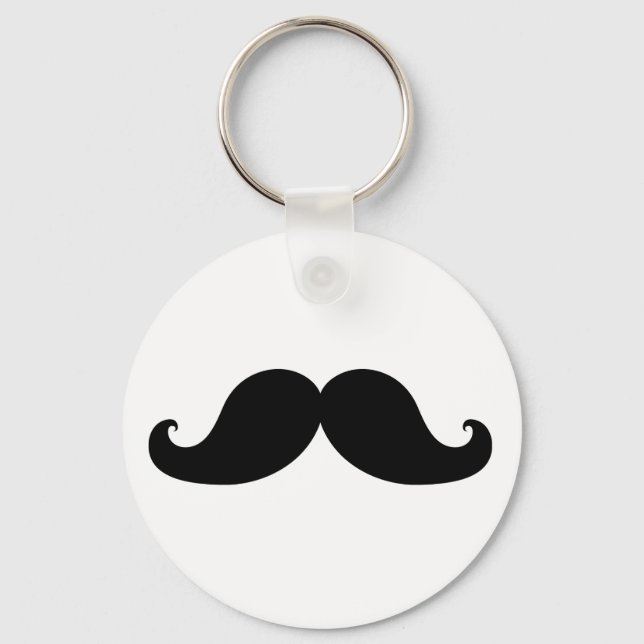 Funny Black Mustache Humor Nyckelring (Framsida)