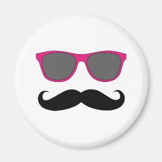 Funny Black Mustache och Rosa Sunglasses Magnet
