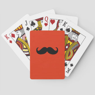 Funny Black Mustache på Orange Red Background Casinokort