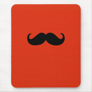 Funny Black Mustache på Orange Red Background Musmatta