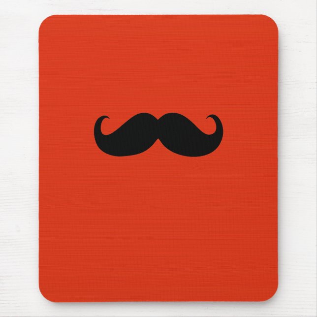 Funny Black Mustache på Orange Red Background Musmatta (Framsidan)