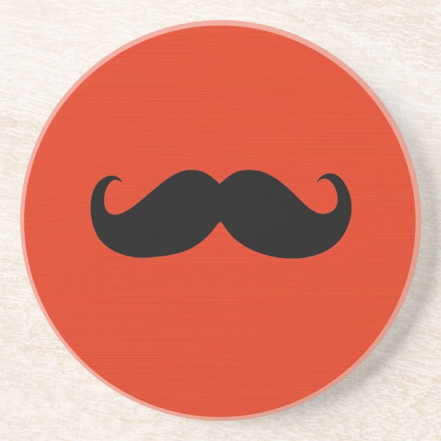 Funny Black Mustache på Orange Red Background Underlägg (Framsidan)