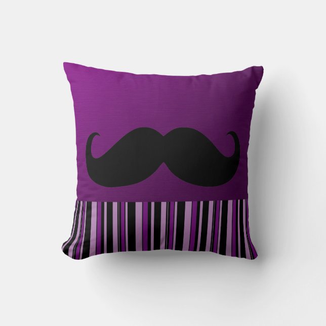 Funny Black Mustache | Retro Rand Kudde (Framsida)