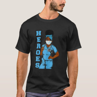 Funny Black Nurse Heroes Ansikte Mask Afro African T Shirt