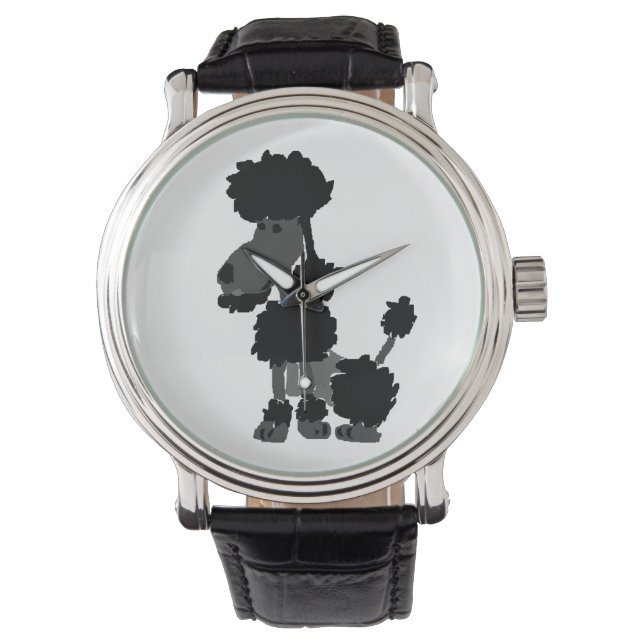 Funny Black Pudel Hund Art Armbandsur (Framsida)