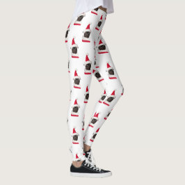 Funny Black Pug Santa Hat jul Leggings