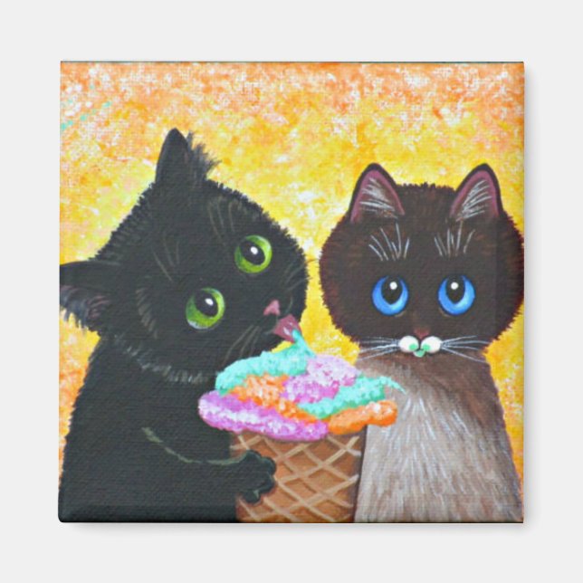Funny Black Ragdoll Cat Creationarts Magnet (Framsidan)