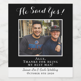 Funny Black sa ja Photo Tack Best Man Vinflaska Etikett