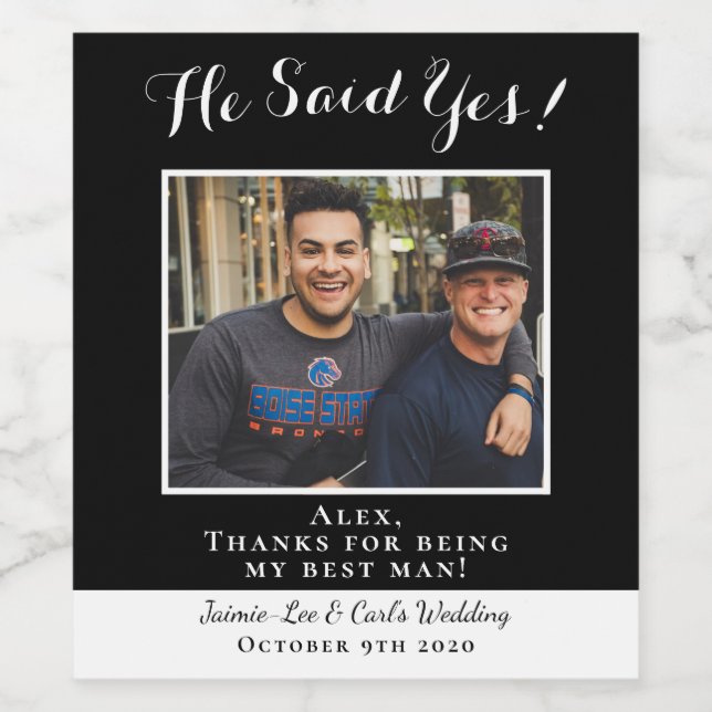 Funny Black sa ja Photo Tack Best Man Vinflaska Etikett (Singel etikett)