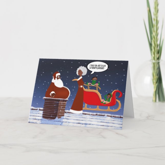Funny Black Santa julkort Helgkort (Framsida)