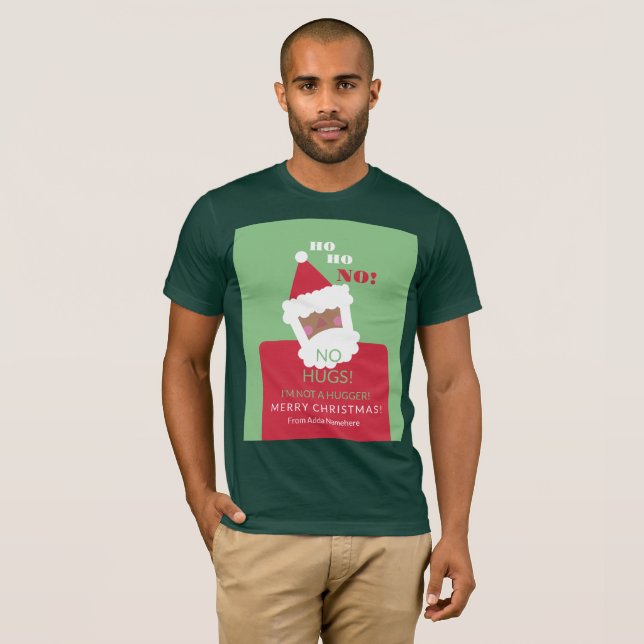 Funny Black Santa No Hugs Ugly Julafton Sweater T Shirt (Hel framsida)
