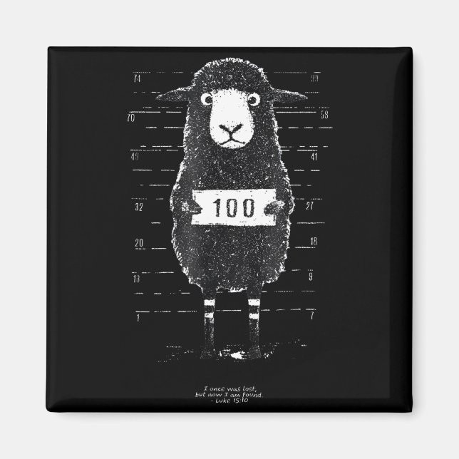 Funny Black Sheep Mugshot Lost But Found Humor Fun Magnet (Framsidan)