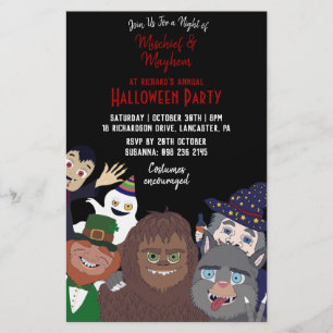 Funny Black Supernatural Halloween Costume Party Flygblad
