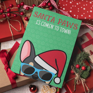 Funny Black Tan Frenchie Santa Tass jul Kort
