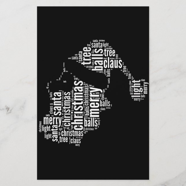 Funny Black White God jul Santa Typography Brevpapper (Framsida)