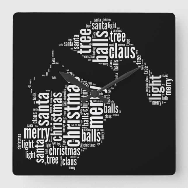 Funny Black White God jul Santa Typography Fyrkantig Klocka (Framsida)