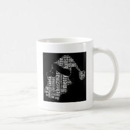 Funny Black White God jul Santa Typography Kaffemugg