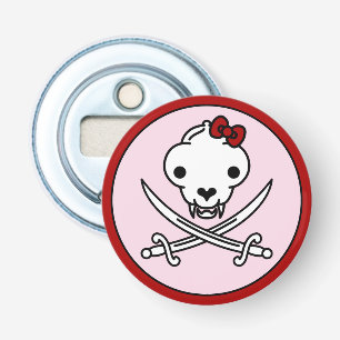 Funny Black White Jolly Kattunge Pirat Skull Bones Flasköppnare